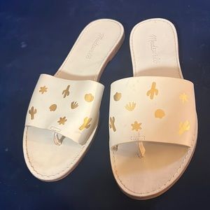 Madewell the boardwalk post slide sandal: cactus embossed edition